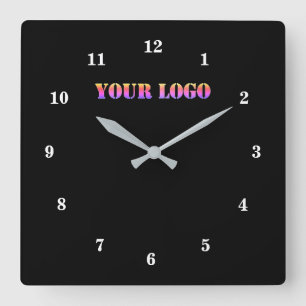 Your Logo Business Office Personalised Your Colour Square Wall Clock