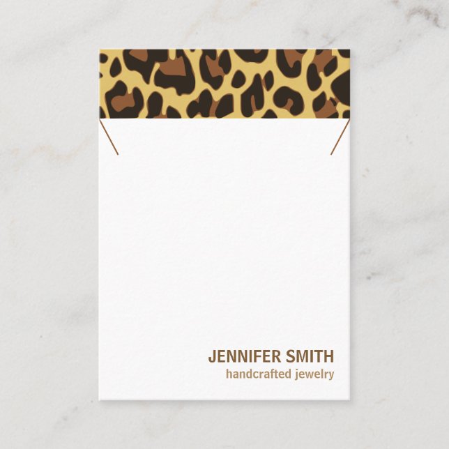 Your Logo Classic Leopard Print Necklace Holder Business Card (Front)