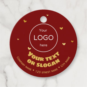 Your logo company business gift wrapping red favour tags