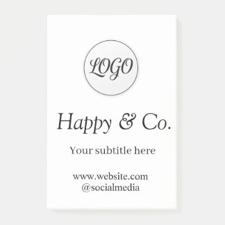 your logo company name subtitle website social post-it notes
