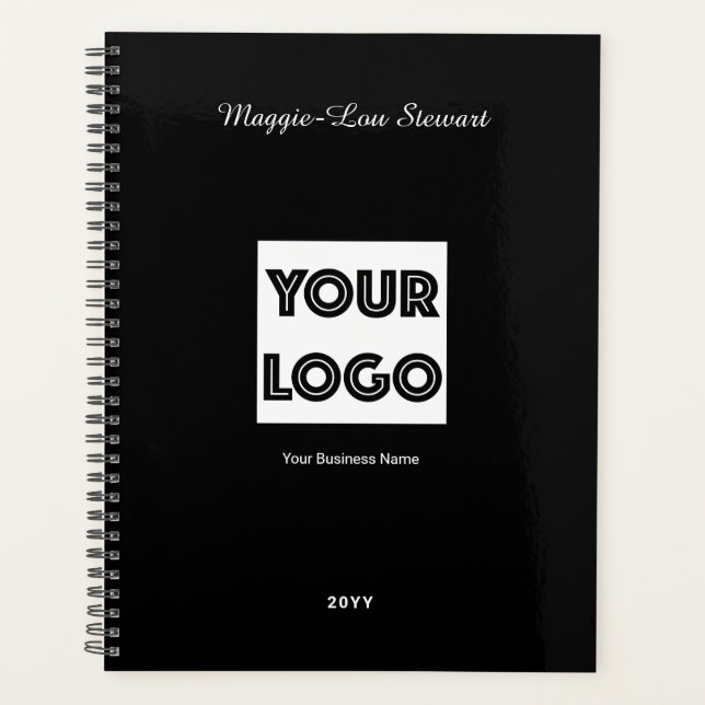 Your Logo Custom Business Marketing Black Planner (Front)