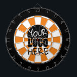 Your Logo Custom Orange and White Dartboard<br><div class="desc">Custom Your logo here dartboard with custom centre logo upload option. Upload a file with no white background for best look on background.</div>