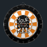 Your Logo Custom Orange and White Dartboard<br><div class="desc">Custom Your logo here dartboard with custom centre logo upload option. Upload a file with no white background for best look on background.</div>