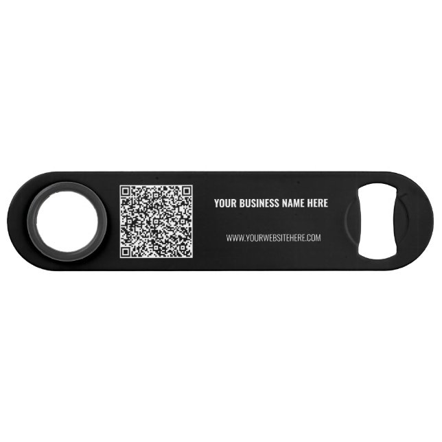 Your Logo Custom Text and QR Code Bar Key Template (Back Horizontal)