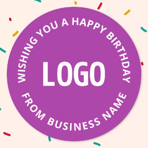 Your Logo & Custom Text Happy Birthday From… Classic Round Sticker