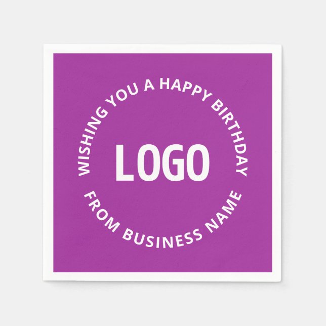 Your Logo & Custom Text | Happy Birthday From… Napkin (Front)
