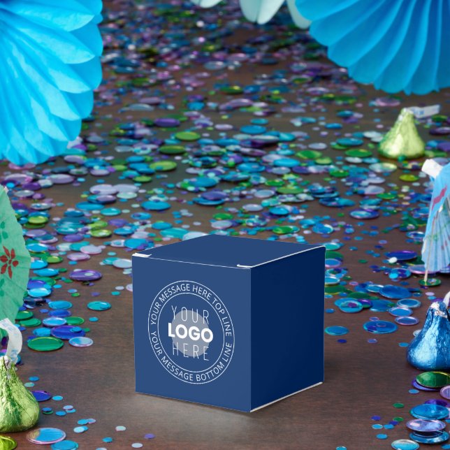 Your Logo & Customisable Circular Text | Navy Blue Favour Box (Party)