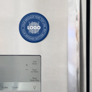 Your Logo & Customisable Circular Text Navy Blue Magnet
