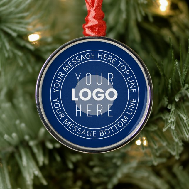Your Logo & Customisable Circular Text | Navy Blue Metal Tree Decoration (Tree)