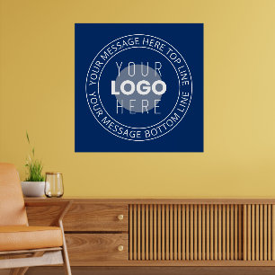 Your Logo & Customisable Circular Text   Navy Blue Poster