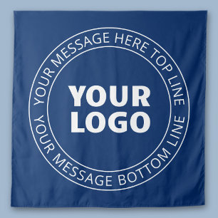 Your Logo & Customisable Circular Text   Navy Blue Tapestry