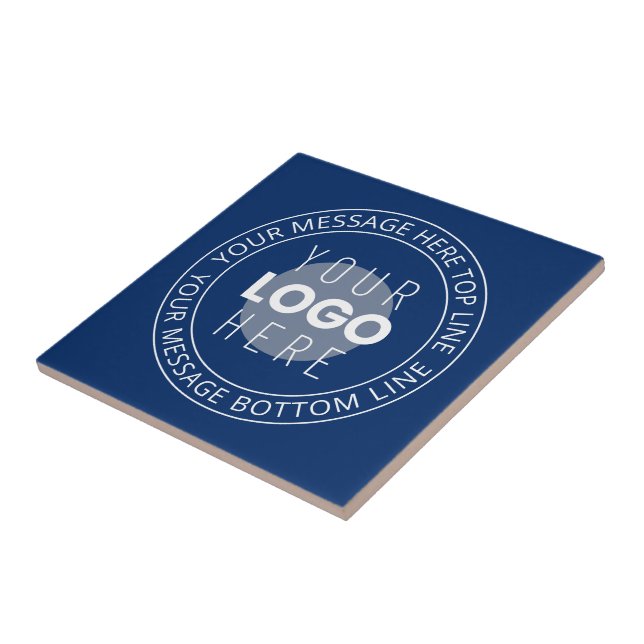 Your Logo & Customisable Circular Text | Navy Blue Tile (Side)