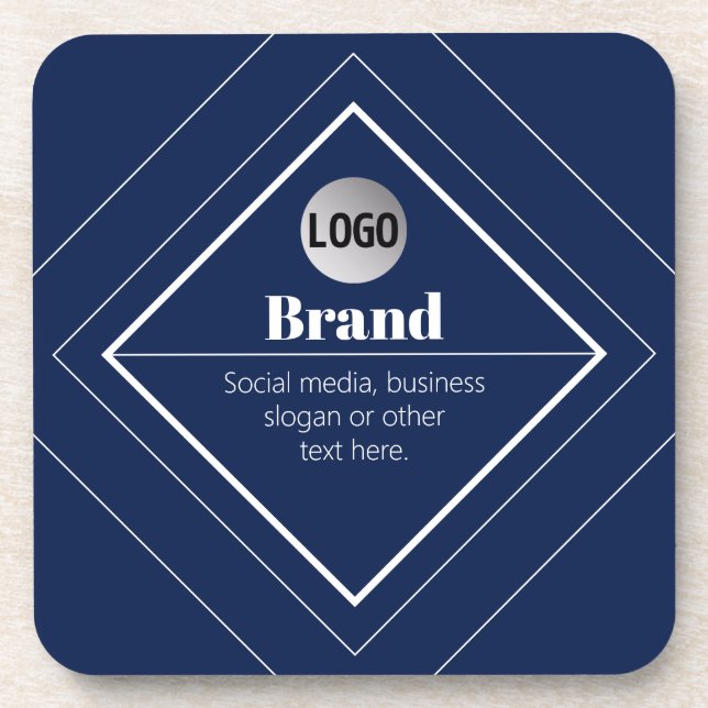 Your Logo & Customisable Modern Design | Navy Blue Coaster (Front)