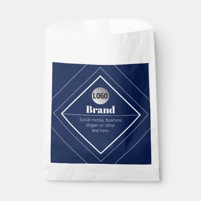Your Logo & Customisable Modern Design | Navy Blue Favour Bags (Front)