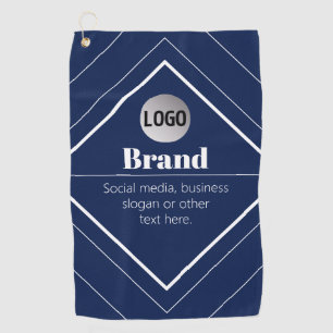 Your Logo & Customisable Modern Design   Navy Blue Golf Towel