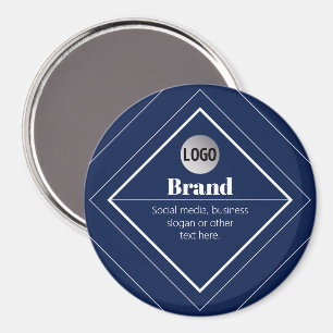 Your Logo & Customisable Modern Design Navy Blue Magnet
