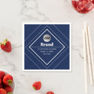 Your Logo & Customisable Modern Design   Navy Blue Napkin