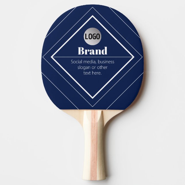 Your Logo & Customisable Modern Design | Navy Blue Ping Pong Paddle (Front)