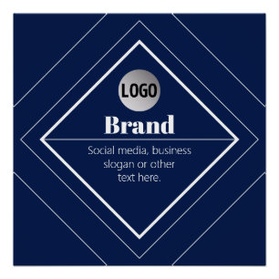 Your Logo & Customisable Modern Design   Navy Blue Poster
