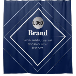 Your Logo & Customisable Modern Design Navy Blue Shower Curtain