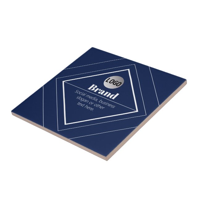 Your Logo & Customisable Modern Design | Navy Blue Tile (Side)