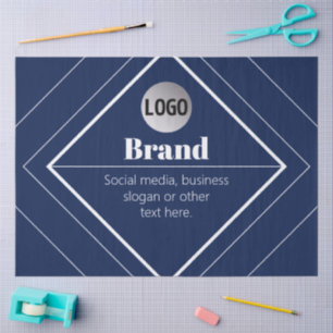 Your Logo & Customisable Modern Design   Navy Blue Tissue Paper
