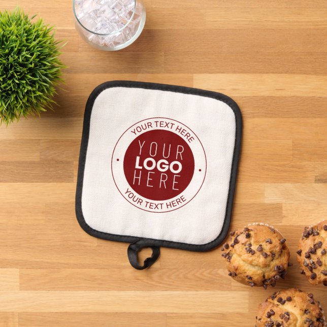 Your Logo & Customisable Text | Deep Red/DIY Colou Pot Holder (Top Down)