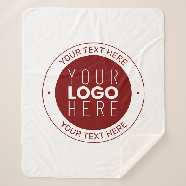 Your Logo & Customisable Text | Deep Red/DIY Colou Sherpa Blanket (Front)