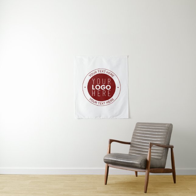 Your Logo & Customisable Text | Deep Red/DIY Colou Tapestry (In Situ)