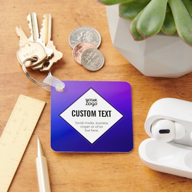 Your Logo & Customisable Text | Purple Ombre Key Ring (Desk)