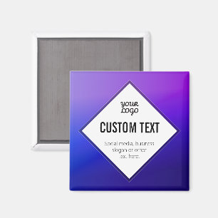 Your Logo & Customisable Text Purple Ombre Magnet