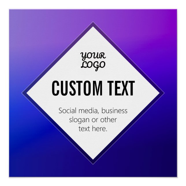 Your Logo & Customisable Text | Purple Ombre Poster (Front)