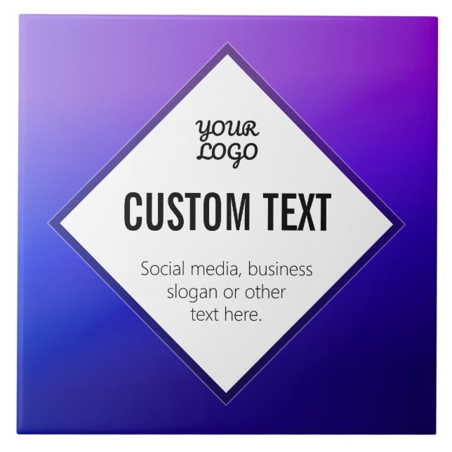Your Logo & Customisable Text | Purple Ombre Tile (Front)