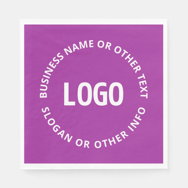 Your Logo & Customisable Text | Purple Violet Napkin (Front)