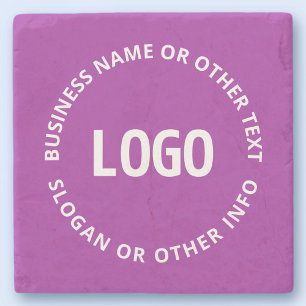 Your Logo & Customisable Text Purple Violet Stone Coaster