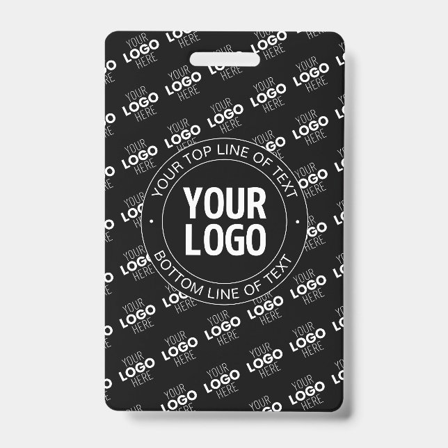 Your Logo & Customisable Text with Logo Pattern ID Badge (Front)