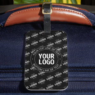 Your Logo & Customisable Text with Logo Pattern Luggage Tag