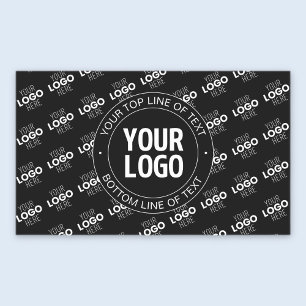 Your Logo & Customisable Text with Logo Pattern Rectangular Sticker