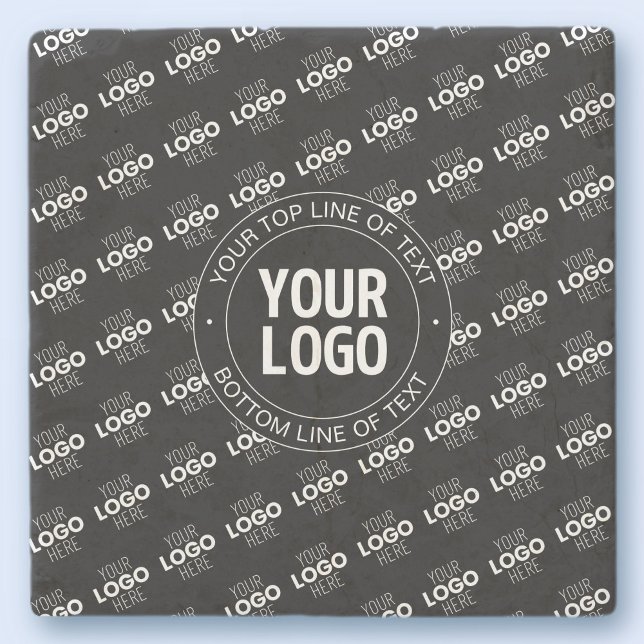Your Logo & Customisable Text with Logo Pattern Stone Coaster (Creator Uploaded)