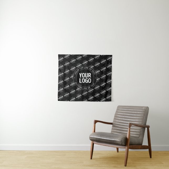 Your Logo & Customisable Text with Logo Pattern Tapestry (In Situ (Horizontal))