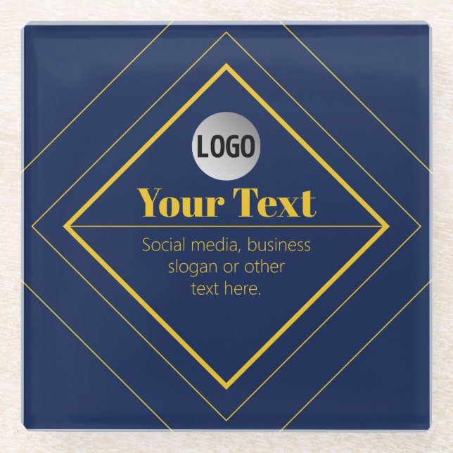 Your Logo & Customizable Design Template Glass Coaster (Front)