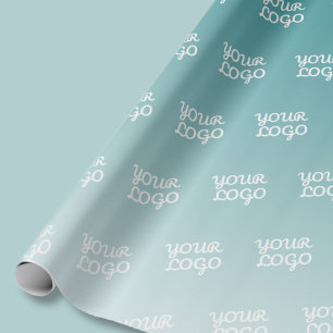 Your Logo Diagonally Tiled & Editable Colour Ombre Wrapping Paper