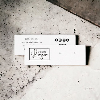 Your Logo Earring Display Social Media QR Code  Mini Business Card