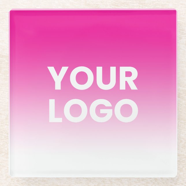 Your Logo & Editable Background Colour Gradient  Glass Coaster (Front)