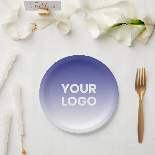 Your Logo & Editable Background Colour Gradient  Paper Plate (Wedding)