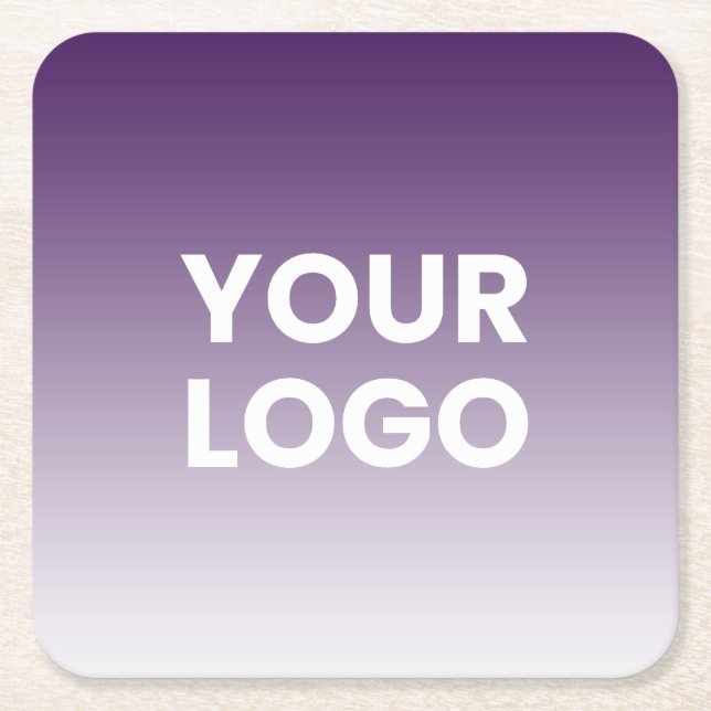 Your Logo & Editable Background Colour Gradient  Square Paper Coaster (Front)