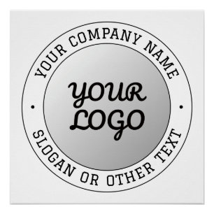 Your Logo & Editable Circular Text   Grey Ombre Poster