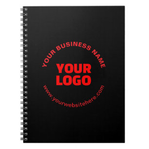 Your Logo & Editable Circular Text, Red or DIY Notebook