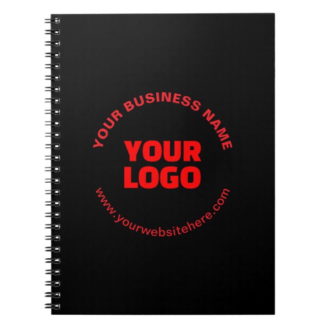 Your Logo & Editable Circular Text, Red or DIY Notebook (Front)
