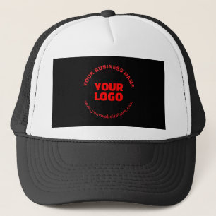 Your Logo & Editable Circular Text, Red or DIY Trucker Hat